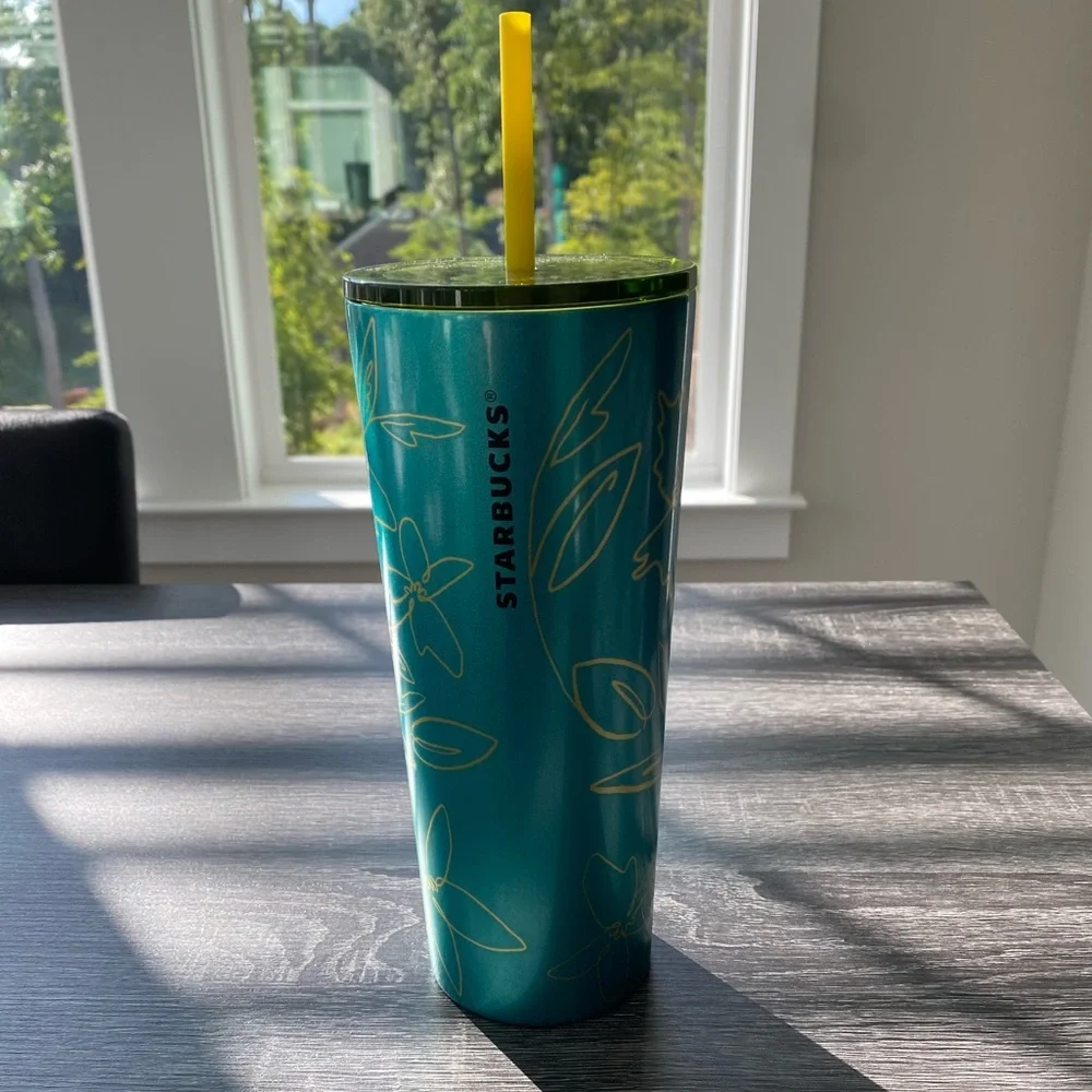 NWT Starbucks Spring 2022 Floral Stainless Steel Tumbler Travel Mug w/Lid 24 OZ